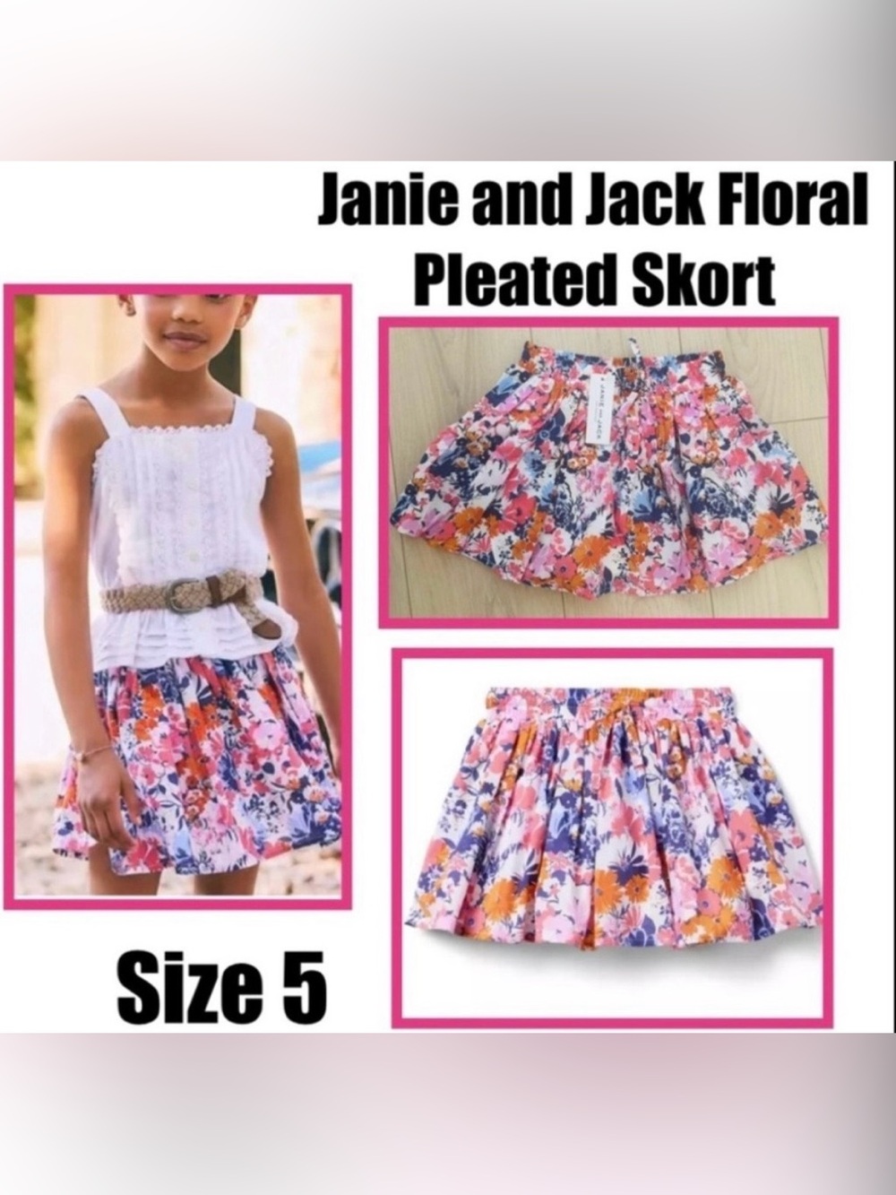 Janie and Jack Floral Pleated Skort